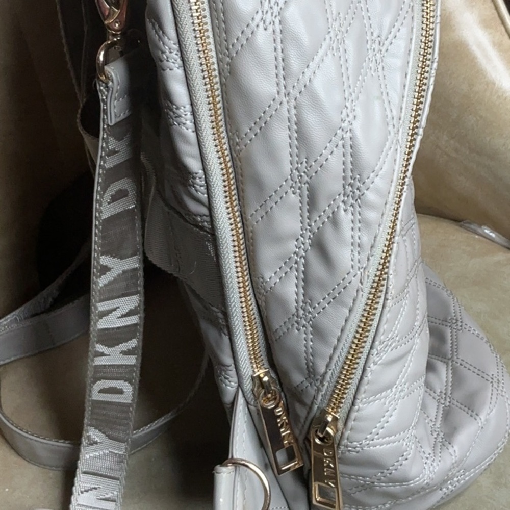 Dkny Quilted Silver Backpack - image 5